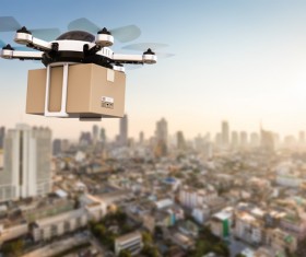 Delivery drones flying Stock Photo 01