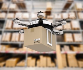 Delivery drones flying Stock Photo 02