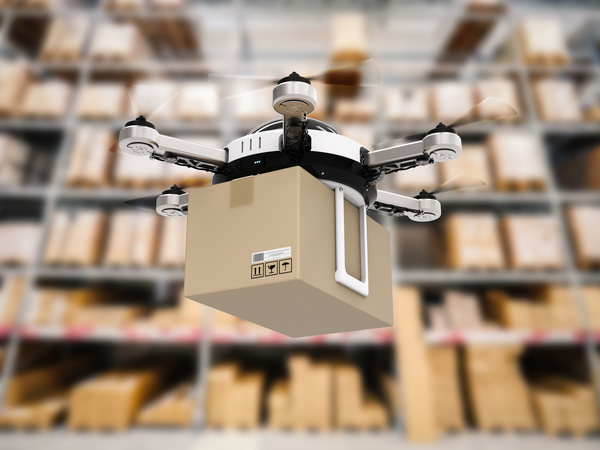 Delivery drones flying Stock Photo 02