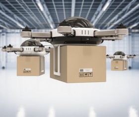 Delivery drones flying Stock Photo 04