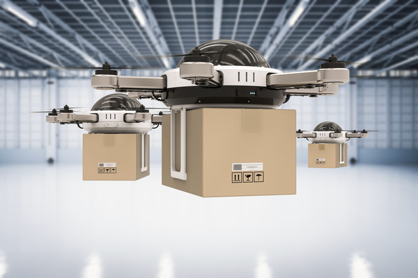 Delivery drones flying Stock Photo 04