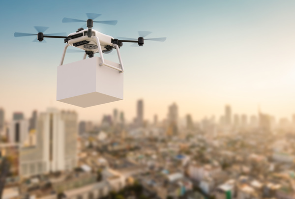 Delivery drones flying Stock Photo 09