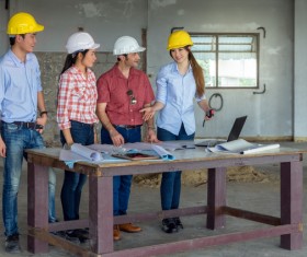 Discuss the architect together Stock Photo