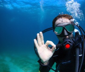 Diver OK gesture Stock Photo