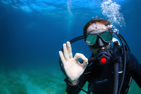 Diver OK gesture Stock Photo