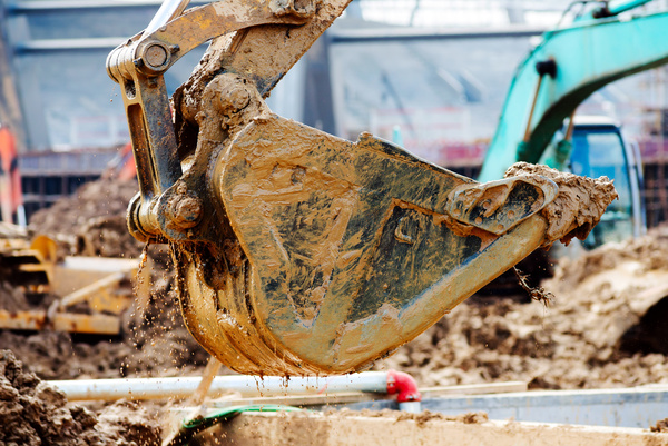 Dredging excavator Stock Photo