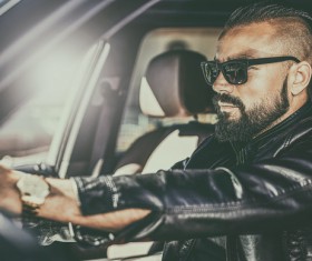 Driving fashion men Stock Photo