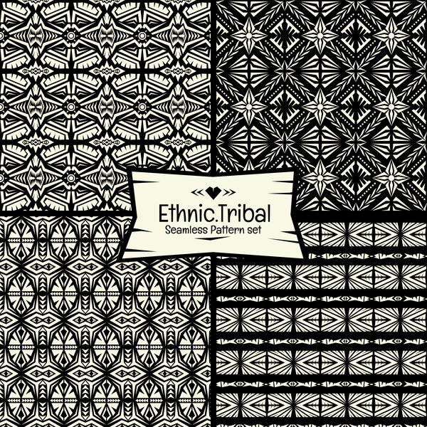Ethnic tribal seamless pattern vector material 02