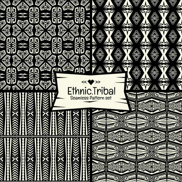 Ethnic tribal seamless pattern vector material 05