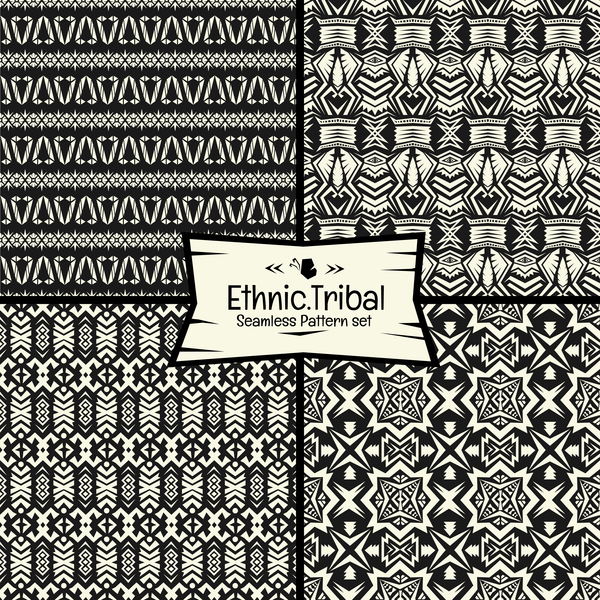 Ethnic tribal seamless pattern vector material 08