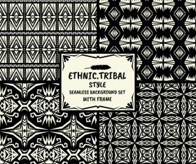 Ethnic tribal style seamless background with frame vector 01