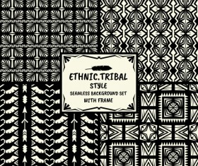 Ethnic tribal style seamless background with frame vector 02