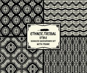 Ethnic tribal style seamless background with frame vector 03