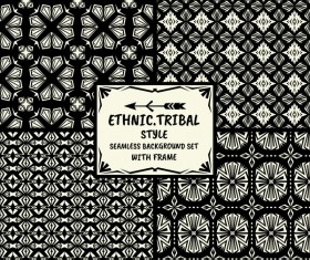 Ethnic tribal style seamless background with frame vector 04