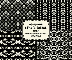 Ethnic tribal style seamless background with frame vector 05