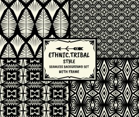 Ethnic tribal style seamless background with frame vector 07