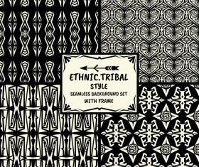 Ethnic tribal style seamless background with frame vector 08