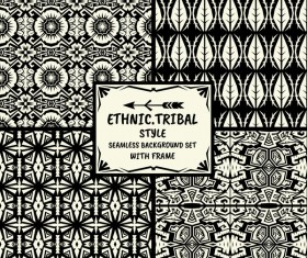 Ethnic tribal style seamless background with frame vector 09