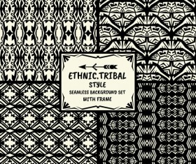 Ethnic tribal style seamless background with frame vector 10