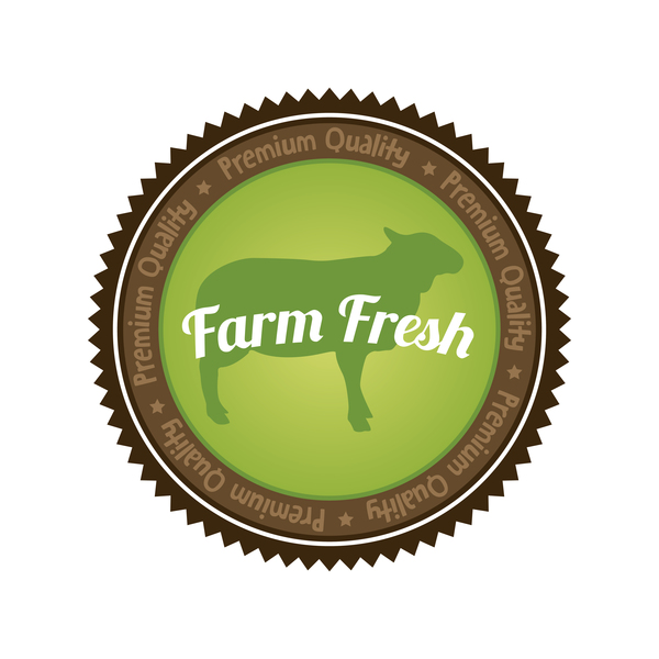 Farm fresh organic food badge vector 02