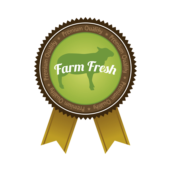 Farm organic food badge with ribbon vector 03