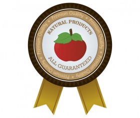 Farm organic food badge with ribbon vector 04
