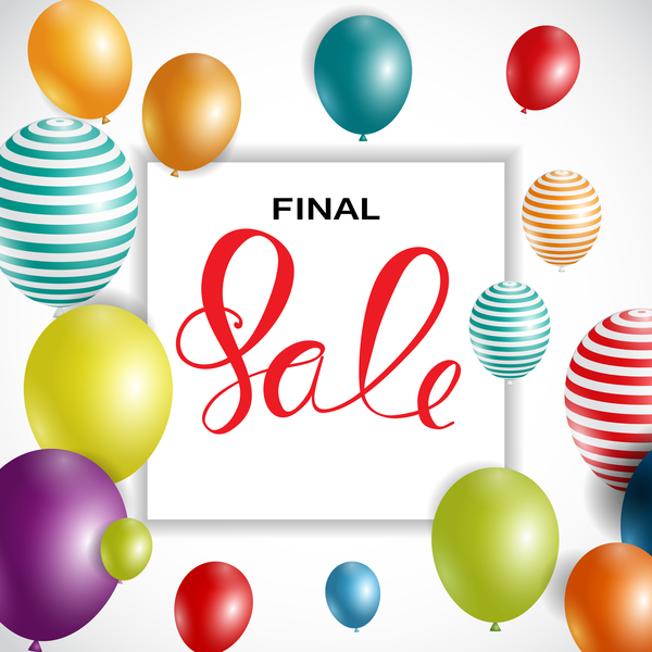 Final sale background with colored balloons vectors 03