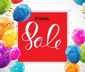 Final sale background with colored balloons vectors 06