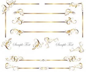 Floral golden ornaments with borders vectors