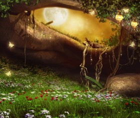 Forest Lawn night Stock Photo