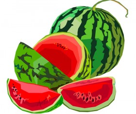Fresh juicy watermelon with ripe vector material 01