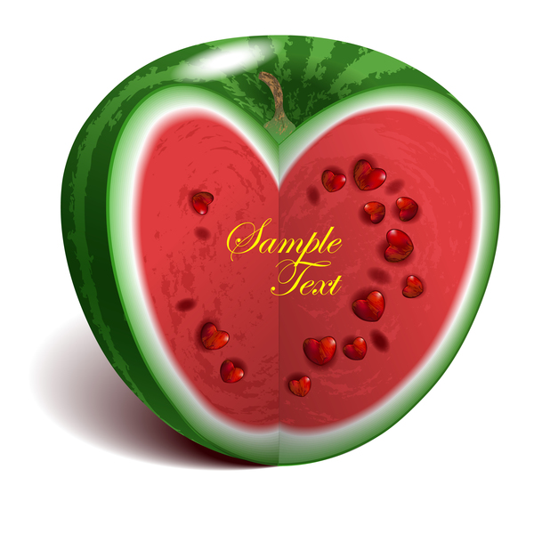 Fresh juicy watermelon with ripe vector material 02