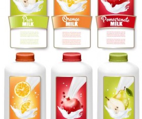 Fruit milk trademark stickers vector template 01