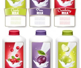 Fruit milk trademark stickers vector template 02