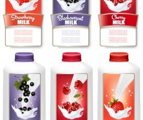 Fruit milk trademark stickers vector template 04