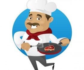 Funny chef cooking sign vector design 01