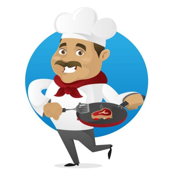 Funny chef cooking sign vector design 01
