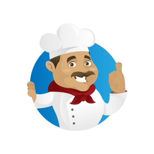 Funny chef cooking sign vector design 02