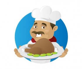 Funny chef cooking sign vector design 06