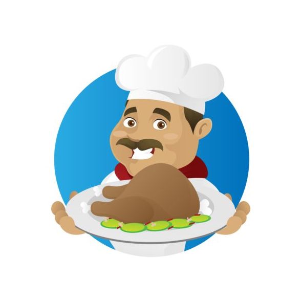 Funny chef cooking sign vector design 06