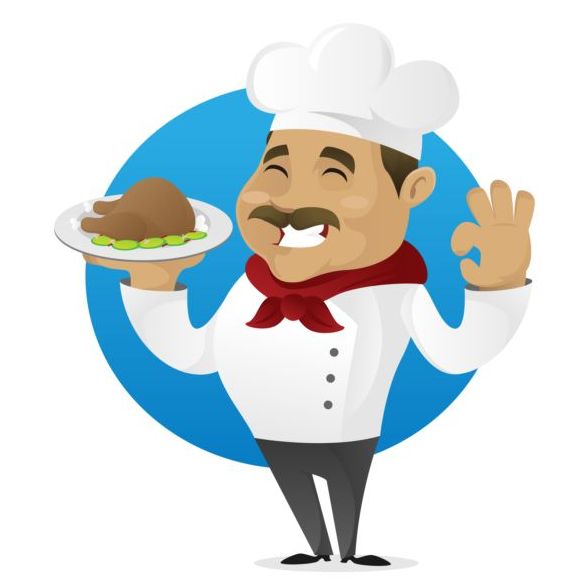 Funny chef cooking sign vector design 07