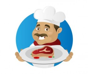 Funny chef cooking sign vector design 09