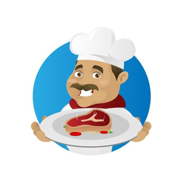 Funny chef cooking sign vector design 09