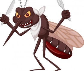 Funny mosquito cartoon vector material 07