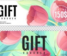 Gift voucher template with flower vector set 02