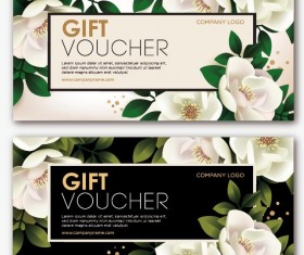Gift voucher template with flower vector set 04