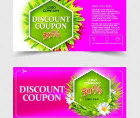 Gift voucher template with flower vector set 06
