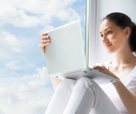 Girl sitting in the window Internet HD picture