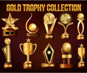Gold trophy collection vector material 01