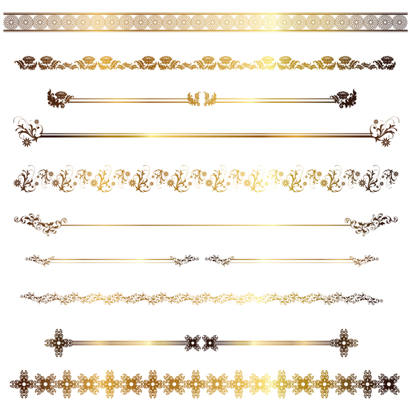 Golden borders decor vectors set